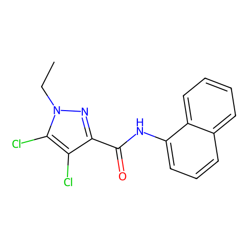 4,5-dichloro-1-ethyl-N-(1-naphthyl)-1H-pyrazole-3-carboxamide structure