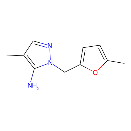 4-Methyl-2-(5-methyl-furan-2-ylmethyl)-2H-pyrazol-3-ylamine structure