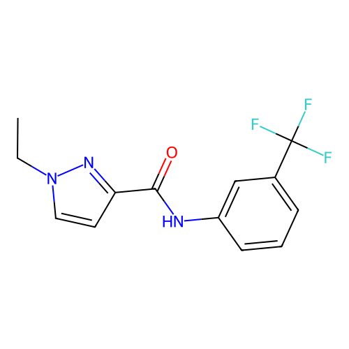 1-ethyl-N-[3-(trifluoromethyl)phenyl]pyrazole-3-carboxamide structure