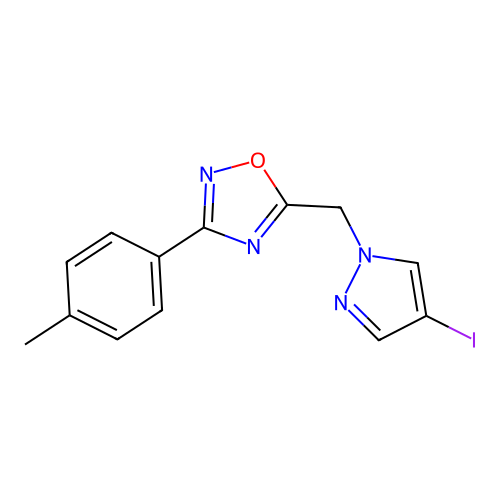 5-[(4-Iodopyrazol-1-yl)methyl]-3-(4-methylphenyl)-1,2,4-oxadiazole structure