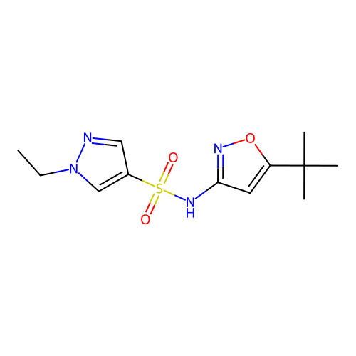 N-(5-tert-butyl-1,2-oxazol-3-yl)-1-ethylpyrazole-4-sulfonamide structure