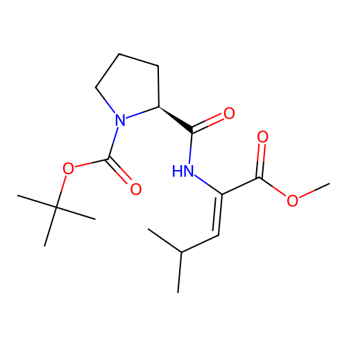 N-butyloxycarbonyl-prolyl-dehydroleucine methyl ester structure