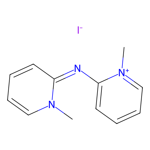 (Z)-1-methyl-2-((1-methylpyridin-2(1H)-ylidene)amino)pyridin-1-ium iodide structure