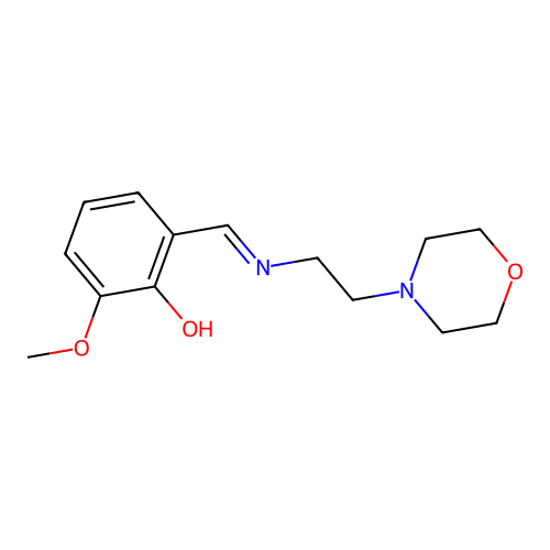 Phenol, 2-methoxy-6-[(E)-[[2-(4-morpholinyl)ethyl]imino]methyl]- structure