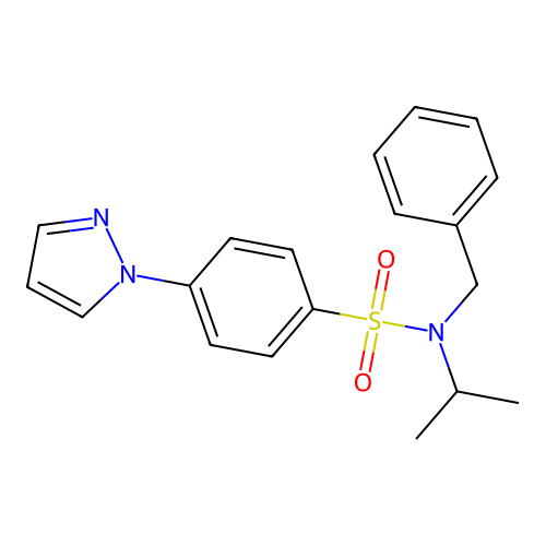 N-benzyl-N-(propan-2-yl)-4-(1H-pyrazol-1-yl)benzenesulfonamide structure