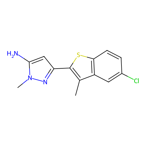 3-(5-chloro-3-methylbenzo[b]thiophen-2-yl)-1-methyl-1H-pyrazol-5-amine structure