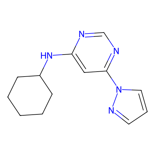 N-cyclohexyl-6-(1H-pyrazol-1-yl)pyrimidin-4-amine structure