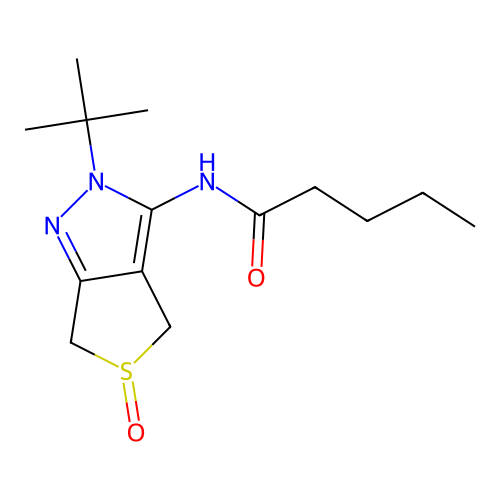 N-(2-tert-butyl-5-oxo-4,6-dihydrothieno[3,4-c]pyrazol-3-yl)pentanamide structure