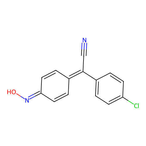 2-(4-Chlorophenyl)-2-(4-hydroxyiminocyclohexa-2,5-dien-1-ylidene)acetonitrile structure