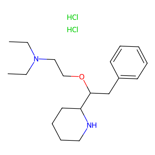 Piperidine, 2-(alpha-(2-(diethylamino)ethoxy)phenethyl)-, dihydrochloride structure