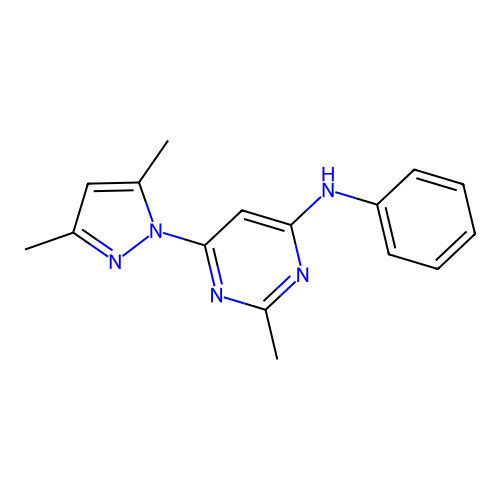 6-(3,5-dimethylpyrazol-1-yl)-2-methyl-N-phenylpyrimidin-4-amine structure