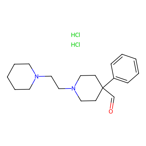 4-Piperidinecarboxaldehyde, 4-phenyl-1-(2-piperidinoethyl)-, dihydrochloride structure