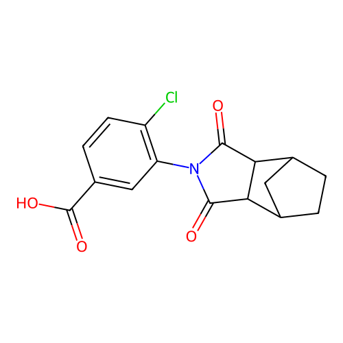 4-chloro-3-(1,3-dioxooctahydro-2H-4,7-methanoisoindol-2-yl)benzoic acid structure