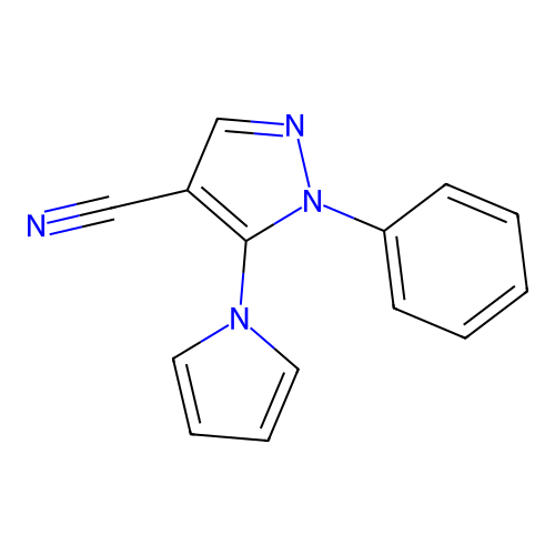 1-phenyl-5-(1H-pyrrol-1-yl)-1H-pyrazole-4-carbonitrile structure