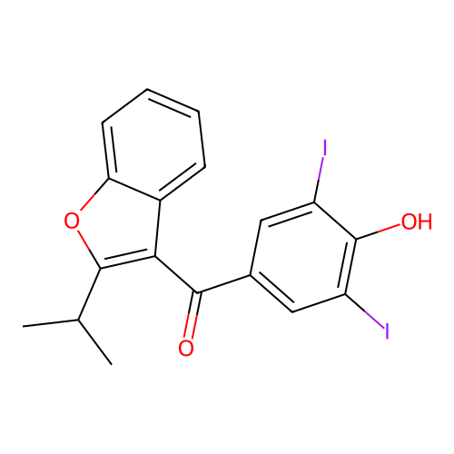 (4-Hydroxy-3,5-diiodophenyl)[2-(propan-2-yl)-1-benzofuran-3-yl]methanone structure