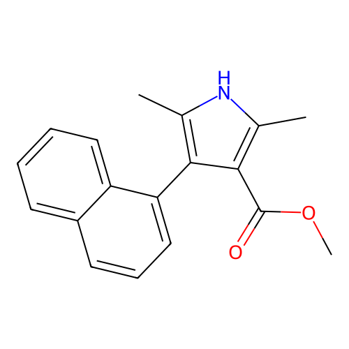 methyl 2,5-dimethyl-4-(naphthalen-1-yl)-1H-pyrrole-3-carboxylate structure