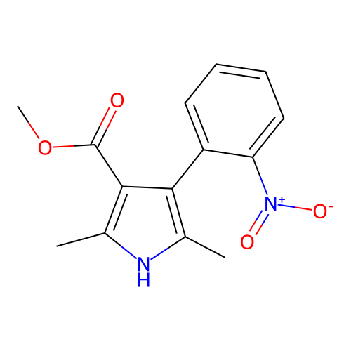methyl 2,5-dimethyl-4-(2-nitrophenyl)-1H-pyrrole-3-carboxylate structure