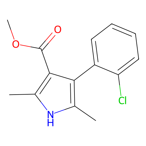 methyl 4-(2-chlorophenyl)-2,5-dimethyl-1H-pyrrole-3-carboxylate structure