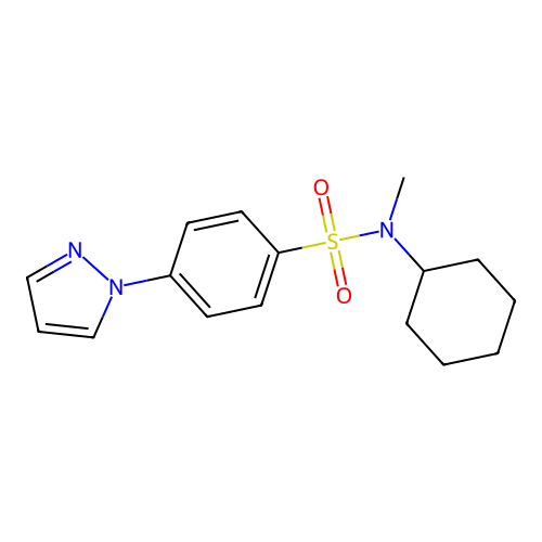 N-cyclohexyl-N-methyl-4-(1H-pyrazol-1-yl)benzenesulfonamide structure