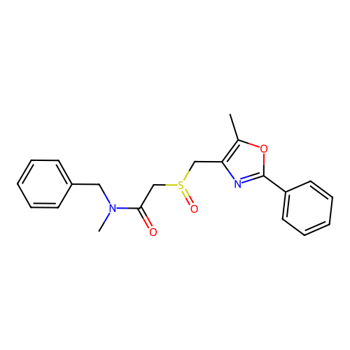 N-Benzyl-N-methyl-2-(((5-methyl-2-phenyloxazol-4-yl)methyl)sulfinyl)acetamide structure