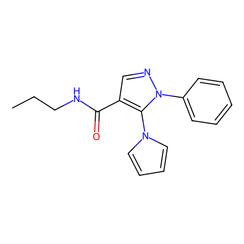 1-phenyl-N-propyl-5-(1H-pyrrol-1-yl)-1H-pyrazole-4-carboxamide structure