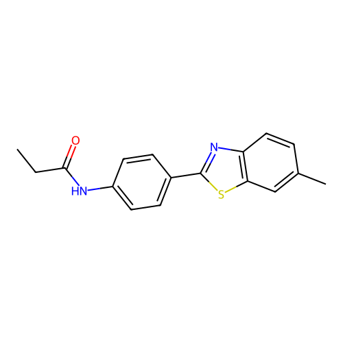 N-[4-(6-methyl-1,3-benzothiazol-2-yl)phenyl]propanamide structure