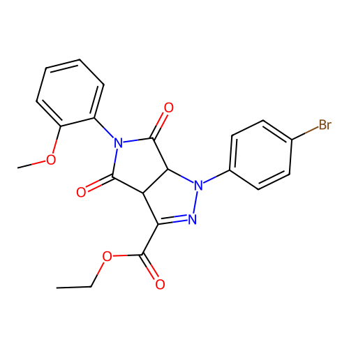 ethyl 1-(4-bromophenyl)-5-(2-methoxyphenyl)-4,6-dioxo-1,3a,4,5,6,6a-hexahydropyrrolo[3,4-c]pyrazole-3-carboxylate structure