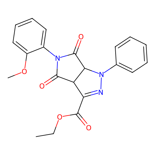 ethyl 5-(2-methoxyphenyl)-4,6-dioxo-1-phenyl-1,3a,4,5,6,6a-hexahydropyrrolo[3,4-c]pyrazole-3-carboxylate structure