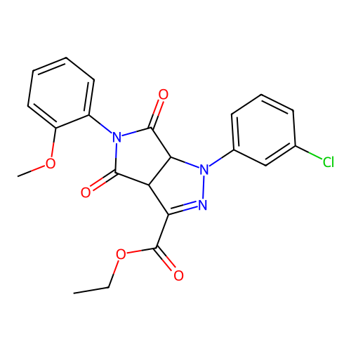 ethyl 1-(3-chlorophenyl)-5-(2-methoxyphenyl)-4,6-dioxo-1,3a,4,5,6,6a-hexahydropyrrolo[3,4-c]pyrazole-3-carboxylate structure