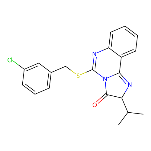 5-{[(3-chlorophenyl)methyl]sulfanyl}-2-(propan-2-yl)-2H,3H-imidazo[1,2-c]quinazolin-3-one structure