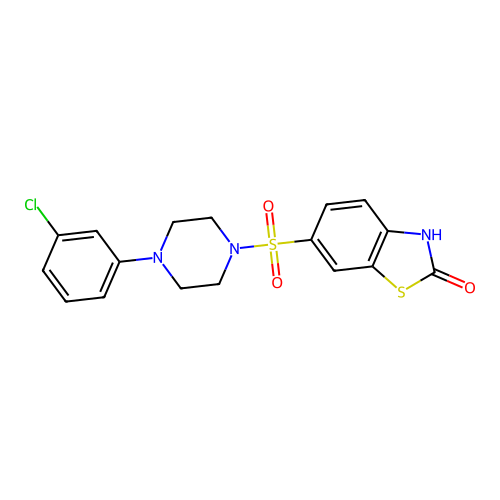6-[4-(3-chlorophenyl)piperazin-1-yl]sulfonyl-3H-1,3-benzothiazol-2-one structure