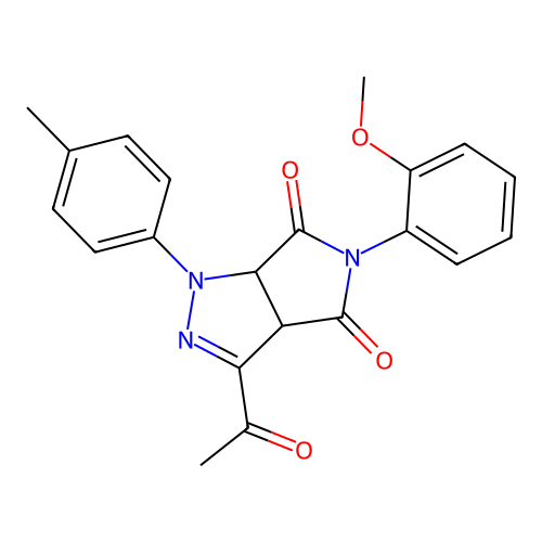 3-acetyl-5-(2-methoxyphenyl)-1-(4-methylphenyl)-3a,6a-dihydropyrrolo[3,4-c]pyrazole-4,6(1H,5H)-dione structure
