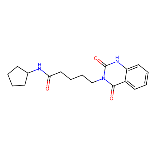 N-cyclopentyl-5-(2,4-dioxo-1,2-dihydroquinazolin-3(4H)-yl)pentanamide structure