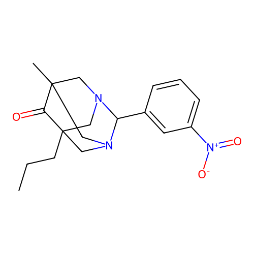 5-Methyl-2-(3-nitrophenyl)-7-propyl-1,3-diazatricyclo[3.3.1.1~3,7~]decan-6-one structure