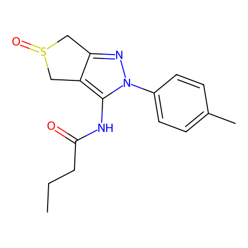 N-[2-(4-methylphenyl)-5-oxo-4,6-dihydrothieno[3,4-c]pyrazol-3-yl]butanamide structure