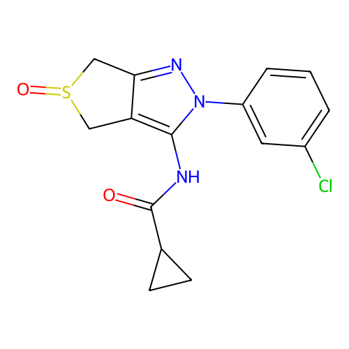 N-(2-(3-chlorophenyl)-5-oxido-4,6-dihydro-2H-thieno[3,4-c]pyrazol-3-yl)cyclopropanecarboxamide structure