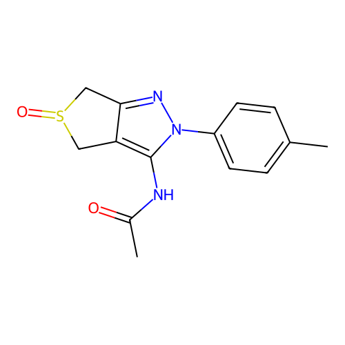 N-[2-(4-methylphenyl)-5-oxo-4,6-dihydrothieno[3,4-c]pyrazol-3-yl]acetamide structure