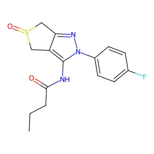 N-(2-(4-fluorophenyl)-5-oxido-4,6-dihydro-2H-thieno[3,4-c]pyrazol-3-yl)butyramide structure
