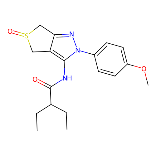 2-ethyl-N-[2-(4-methoxyphenyl)-5-oxo-2H,4H,6H-5lambda4-thieno[3,4-c]pyrazol-3-yl]butanamide structure