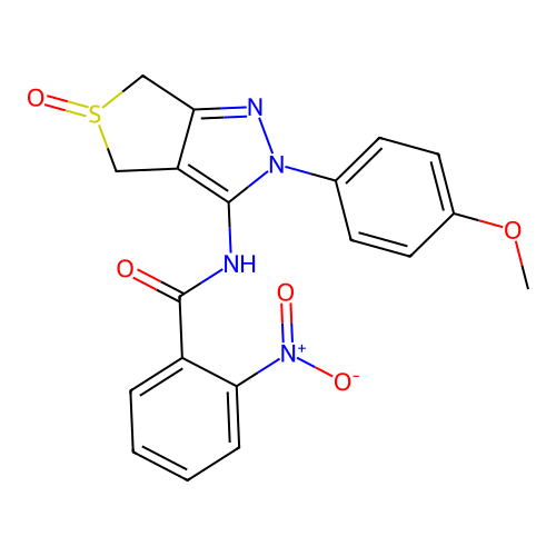 N-[2-(4-methoxyphenyl)-5-oxo-4,6-dihydrothieno[3,4-c]pyrazol-3-yl]-2-nitrobenzamide structure
