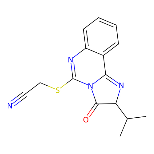 [(2-Isopropyl-3-oxo-2,3-dihydroimidazo[1,2-c]quinazolin-5-yl)thio]acetonitrile structure