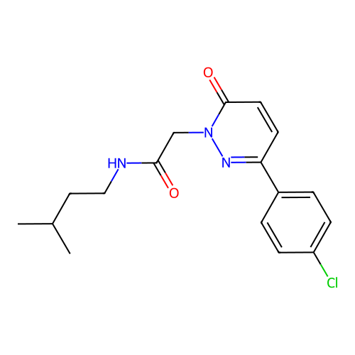 2-[3-(4-chlorophenyl)-6-oxo-1(6H)-pyridazinyl]-N~1~-isopentylacetamide structure