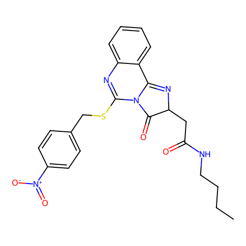 N-butyl-2-[5-[(4-nitrophenyl)methylsulfanyl]-3-oxo-2H-imidazo[1,2-c]quinazolin-2-yl]acetamide structure