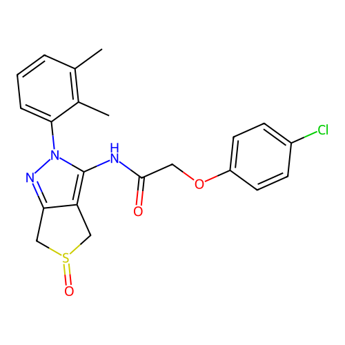 2-(4-chlorophenoxy)-N-(2-(2,3-dimethylphenyl)-5-oxido-4,6-dihydro-2H-thieno[3,4-c]pyrazol-3-yl)acetamide structure