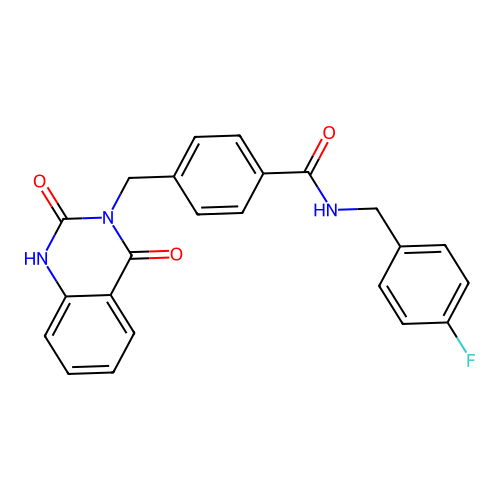 4-[(2,4-dioxo-1H-quinazolin-3-yl)methyl]-N-[(4-fluorophenyl)methyl]benzamide structure