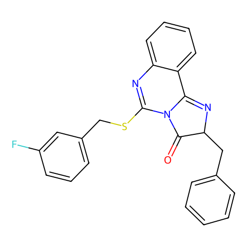 2-benzyl-5-[(3-fluorophenyl)methylsulfanyl]-2H-imidazo[1,2-c]quinazolin-3-one structure
