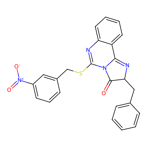 2-benzyl-5-{[(3-nitrophenyl)methyl]sulfanyl}-2H,3H-imidazo[1,2-c]quinazolin-3-one structure