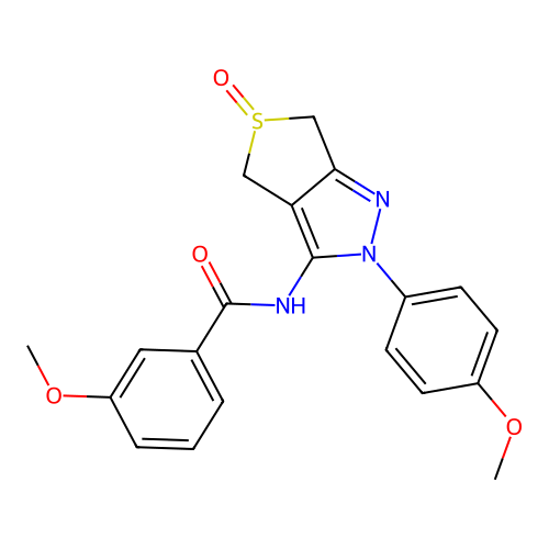 3-methoxy-N-(2-(4-methoxyphenyl)-5-oxido-4,6-dihydro-2H-thieno[3,4-c]pyrazol-3-yl)benzamide structure