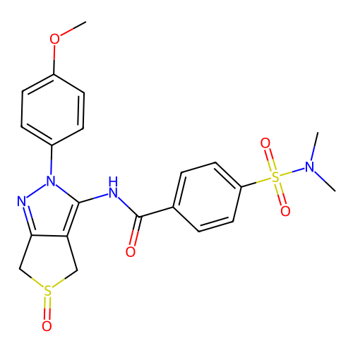 4-(dimethylsulfamoyl)-N-[2-(4-methoxyphenyl)-5-oxo-4,6-dihydrothieno[3,4-c]pyrazol-3-yl]benzamide structure