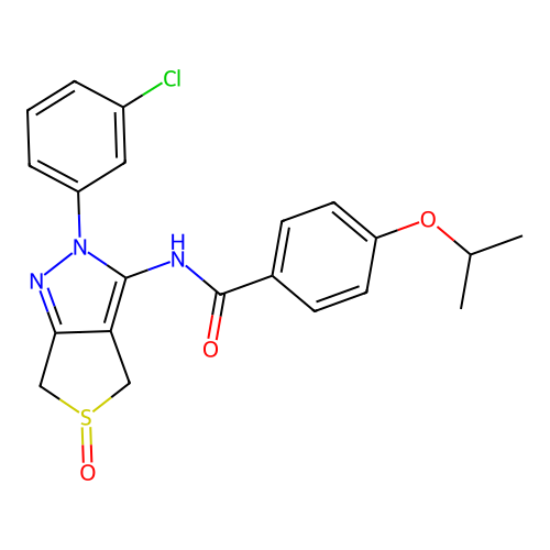 N-(2-(3-chlorophenyl)-5-oxido-4,6-dihydro-2H-thieno[3,4-c]pyrazol-3-yl)-4-isopropoxybenzamide structure